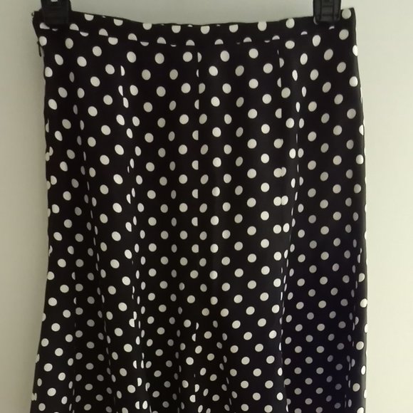 'PATRICK CHRISTOPHER' Skirt size 8P 100% Silk Spotted Retro - Picture 6 of 7